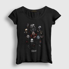Presmono Kadın Siyah Masks V2 Slipknot T-Shirt