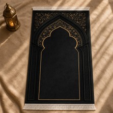 Belirtilmemiş Onyx Mihrab Siyah Seccade | Lüks Kadife Namaz Halısı