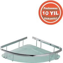 Çelik Banyo Paslanmaz Pirinç Karmina Tekli 18X18 cm Camlı Şampuanlık Süngerlik Köşelik