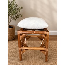 Akdağ Bambu Kestane Tabure Ahşap Malzemeden 1 Kişilik Kare 31 x 40 cm El İşçiliği
