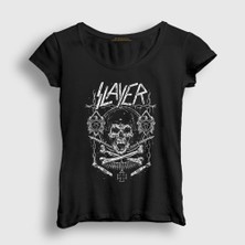 Presmono Kadın Siyah War Slayer T-Shirt