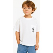 Noble Kids Çocuk Snoopy Işlemeli Cepli Tişört Beyaz