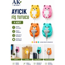 Ak Avm 4 Adet Ayıcık Desenli Kablo Tutucu , Pratik Fiş Askısı ve Kablo Düzenleyici