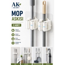 Ak Avm 2 Adet Kendinden Yapışkanlı Duvar Tipi Sopa Mop Tutucu Mop Askısı