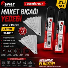 Swar (2 Adet) Maket Bıçağı Yedeği 18MM x 0.5mm 10 Adet Ekonomik Set