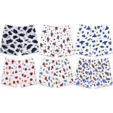 Tutku Çocuk Erkek Elastan Emprime Boxer 6 Lı Set