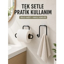 GRAYLINE Banyo ve Mutfak Için Yapışkanlı Havlu Askılığı ve Rulo Kağıt Tutucu Set
