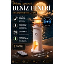 Deniz Feneri Bluetooth Hoparlör Dolunay Atmosfer Yansıtmalı Projektör Şarjlı Masa ve Gece Lambası