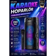 Bluetooth Hoparlör Kablosuz Mikrofonlu Karaoke Speaker Ses Bombası Rgb Işıklı Radyo USB Sd Girişli