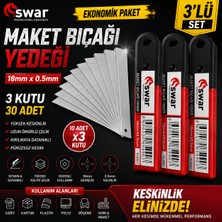 Swar (3 Adet) Maket Bıçağı Yedeği 18MM x 0.5mm 10 Adet Ekonomik Set