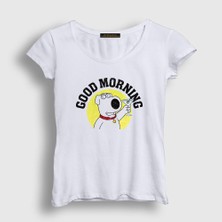 Presmono Kadın Beyaz Morning Brian Griffin Family Guy T-Shirt