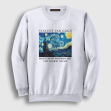 Presmono Unisex Beyaz Starry Night V2 Art Painter Vincent Van Gogh Sweatshirt