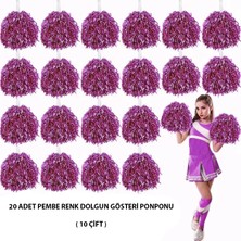 10 Çift ( 20 Adet ) Pembe Renk 23 Nisan 19 Mayıs 29 Ekim Okul Gösteri Ponponları BX40