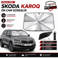 OtoÇizgi Skoda Karoq Şemsiye Tip Ön Cam Güneşliği Katlanabilir Uv Korumalı Araç Cam Güneşlik