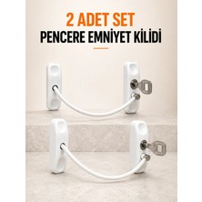Kaia Life Pencere Emniyet Kilidi 2 Adet Set Kablolu Anahtarlı Pencere Açılma Sınırlayıcı