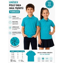 Qulat Unisex Çocuk Polo Yaka Okul Tişörtü – Pamuklu Kısa Kollu