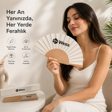 Wexa Katlanabilir Baskılı Ahşap Yelpaze Şık ve Serinletici Özel Kutu Hediyeli