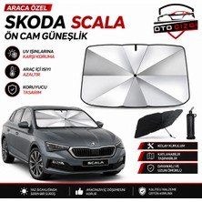 OtoÇizgi Skoda Scala Şemsiye Tip Ön Cam Güneşliği Katlanabilir Uv Korumalı Araç Cam Güneşlik