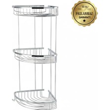 Çelik Banyo Paslanmaz Pirinç 3'lü Destina 19X19 cm Şampuanlık Banyo Rafı