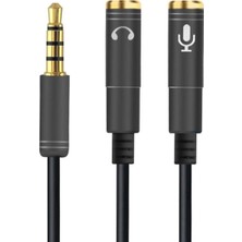 Semel 1 Erkek 2 Dişi 3.5 mm Kulaklık ve Mikrofon Ayırıcı Çoklayıcı Aux Kablo BX40