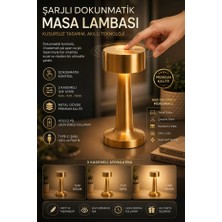 Dokunmatik Masa ve Gece Lambası Dekoratif Şarjlı Retro Abajur LED Oda Dimmerli Aydınlama Işığı