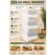3’lü Kapaklı Sepet Tekerlekli Patates-Soğan Erzak Saklama Kutusu Oyuncak Için Organizer Rafı