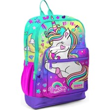 Coral High Kids Lavanta Su Yeşili Unicorn Desenli Dört Bölmeli Okul Sırt Çantası 23729
