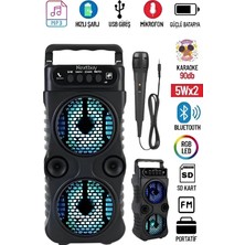 Karaoke Bluetooth Hoparlör Taşınabilir Kablosuz USB Subwoofer Rgb Işık Fm Sd Mikrofonlu Ses Bombası