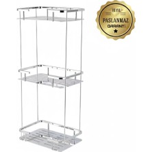 Çelik Banyo Paslanmaz Pirinç Lidya 3'lü 15X22 cm Şampuanlık Banyo Rafı