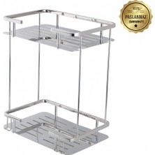 Çelik Banyo Paslanmaz Pirinç Lidya Iki'li 15X22 cm Şampuanlık Süngerlik Köşeliği Duş Banyo Rafı