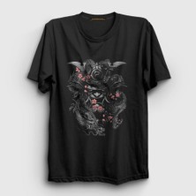 Presmono Unisex Siyah Flowers Samurai Samuray T-Shirt