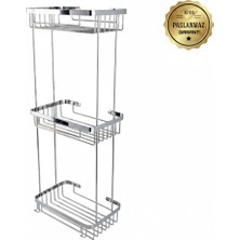 Çelik Banyo Paslanmaz Çelik Taci 3’lü 23X15 cm Şampuanlık Köşe Süngerlik