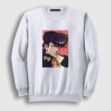 Presmono Unisex Beyaz Josuke Joestar Anime Jojo Sweatshirt