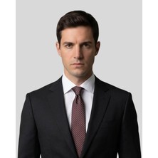 KUMOVO Bordo Çizgili Koyu Gri Ince Kravat – 7 cm Genişliğinde