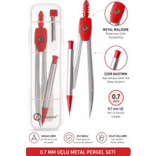 Artlantis 0.7 Uçlu Metal Pergel Kırmızı 1 Adet Fixpoint Kutulu Metal Pergel Versatil Uçlu Mekanik Kalem Basmalı Uçlu Pergel