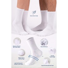 Saysez Bambu Beyaz Tenis Taban Altı Havlu Dikişsiz Performans Spor Çorabı Unisex Model Beden 2'li Paket