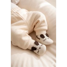 Minissa Baby Kids Bej Rengi Yumuşak Çoraplı Triko Bebek Patik Ilk Adım Panduf Kaydırmaz Taban Kaymaz Taban ile Esnek Rahatlık