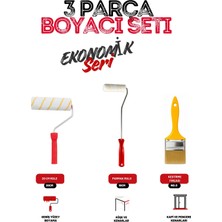 Boyacı Seti 3 Parça | 20 cm Boya Rulosu + 10 cm Parmak Rulo + No:3 Kestirme Fırçası