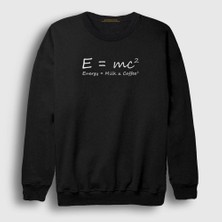 Presmono Unisex Siyah Energy Milk Coffee Science Albert Einstein Sweatshirt