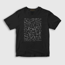 Presmono Unisex Çocuk Siyah Black Board Emc2 Science Albert Einstein T-Shirt