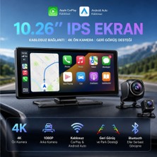 Schitec 4K Ultra Araç Içi Akıllı Ekran – Ön ve Arka Kameralı, Kablosuz Carplay ve Android Auto Destekli (10.26”) YK3507