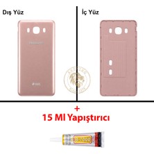 Arsking Samsung Galaxy J5 2016 J510 Rose Gold Renk Arka Kapak + B7000 Yapıştırıcı Arka Cam Batarya Kapağı Pil Kapağı Lazer Kesim Back Cover Galaxy J5 2016 Uyumlu
