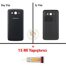 Arsking Samsung Galaxy Grand 2 G7106 Siyah Renk Arka Kapak + B7000 Yapıştırıcı Arka Cam Batarya Kapağı Pil Kapağı Lazer Kesim Back Cover Galaxy Grand 2 Uyumlu