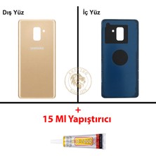Arsking Samsung Galaxy A8 2018 A530 Gold Renk Arka Kapak + B7000 Yapıştırıcı Arka Cam Batarya Kapağı Pil Kapağı Lazer Kesim Back Cover Galaxy A8 2018 Uyumlu