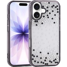 iPhone 17 Kılıf Kamera Yükseltili Simli Damla Taşlı Silikon Cherena