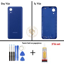 Arsking Samsung Galaxy A03 Core Mavi Renk Arka Kapak + Tamir Seti + B7000 Yapıştırıcı Arka Cam Batarya Kapağı Pil Kapağı Lazer Kesim Back Cover Galaxy A03 Core Uyumlu