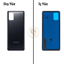 Arsking Samsung Galaxy M51 Siyah Renk Arka Kapak Arka Cam Batarya Kapağı Pil Kapağı Lazer Kesim Back Cover Galaxy M51 Uyumlu