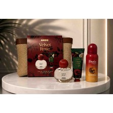 ANGİE Velvet Rose Kadın Parfüm 50 ml & El Kremi & Deodorant ve El Çantası Hediye