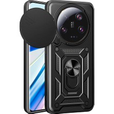 Xiaomi Mi 13 Ultra Kılıf Sürgülü Kamera Koruyucu Manyetik Standlı Tank Koruma Cherena