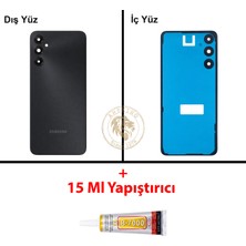 Arsking Samsung Galaxy A05S Siyah Renk Lensli Arka Kapak + B7000 Yapıştırıcı Arka Cam Batarya Kapağı Pil Kapağı Lazer Kesim Back Cover Galaxy A05S Uyumlu